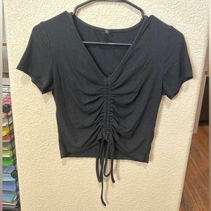 Black V-neck top